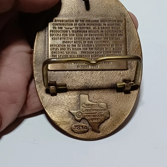 Texas Utilities Electric Co. VTG BRASS Belt Buckles 1993 by Creative Casting see - Picture 5 of 6
